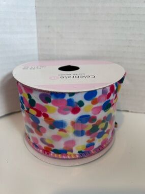 Celebrate It Easter Dots WIRED Taffeta Ribbon 2.5” x 19.8’